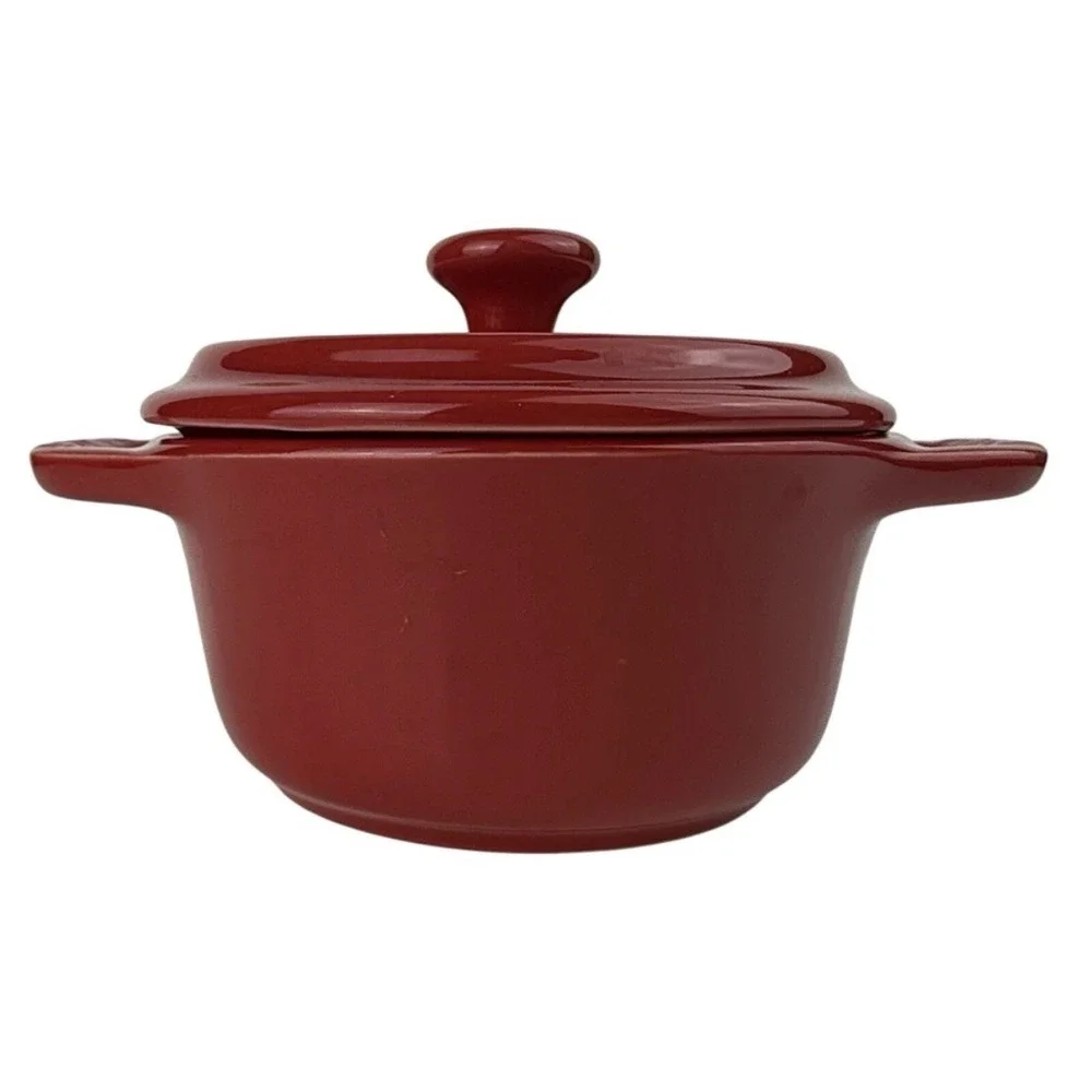 STAUB Ramekin Red Ceramic Casserole Mini Dish‎ w/Lid La Cocotte Kitchen Cookware